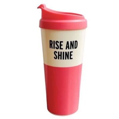 Kate Spade Rise and Shine Pink and White Travel Tumbler