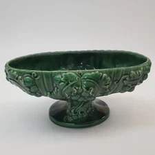 Royal Haeger Pedestal Planter 13" Iridescent Green Planter MCM Bowl