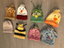 LOT OF 8 : BABY GIRLS SILLY ANIMAL HATS.. SIZE NB-18 MO...NEW  