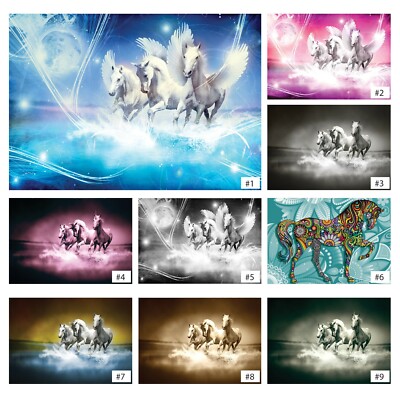 Fototapete EINHORN FANTASY Tapete Vlies Pferde Pegasus Tiere Ross Himmel XXL