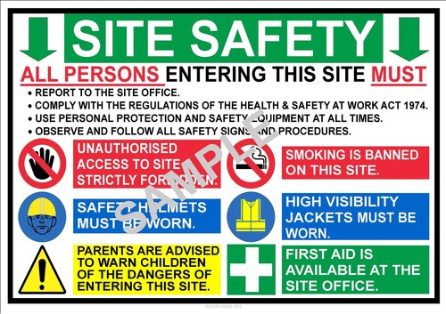 CONSTRUCTION BUILDING SITE HEALTH SAFETY A3 OR A4 SIGN POSTER LAMINATED DURABLE - Picture 4 of 4