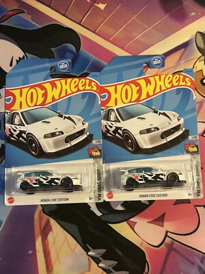 Lot De 2 Voitures Hot Wheels Honda Civic Custom Blanches - Échelle 1:64, Série Drag Strip, Neuves