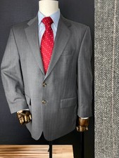 Ralph Lauren Men 41R Wool Cashmere Blazer Sport Coat Grey Stipe Single Breasted