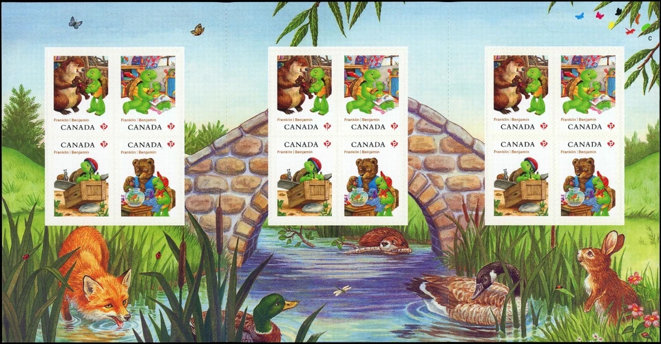 Estampillas de Canadá - Folleto de 12, Franklin La Tortuga, #2545a, BK487 MNH Foto 2 de 2