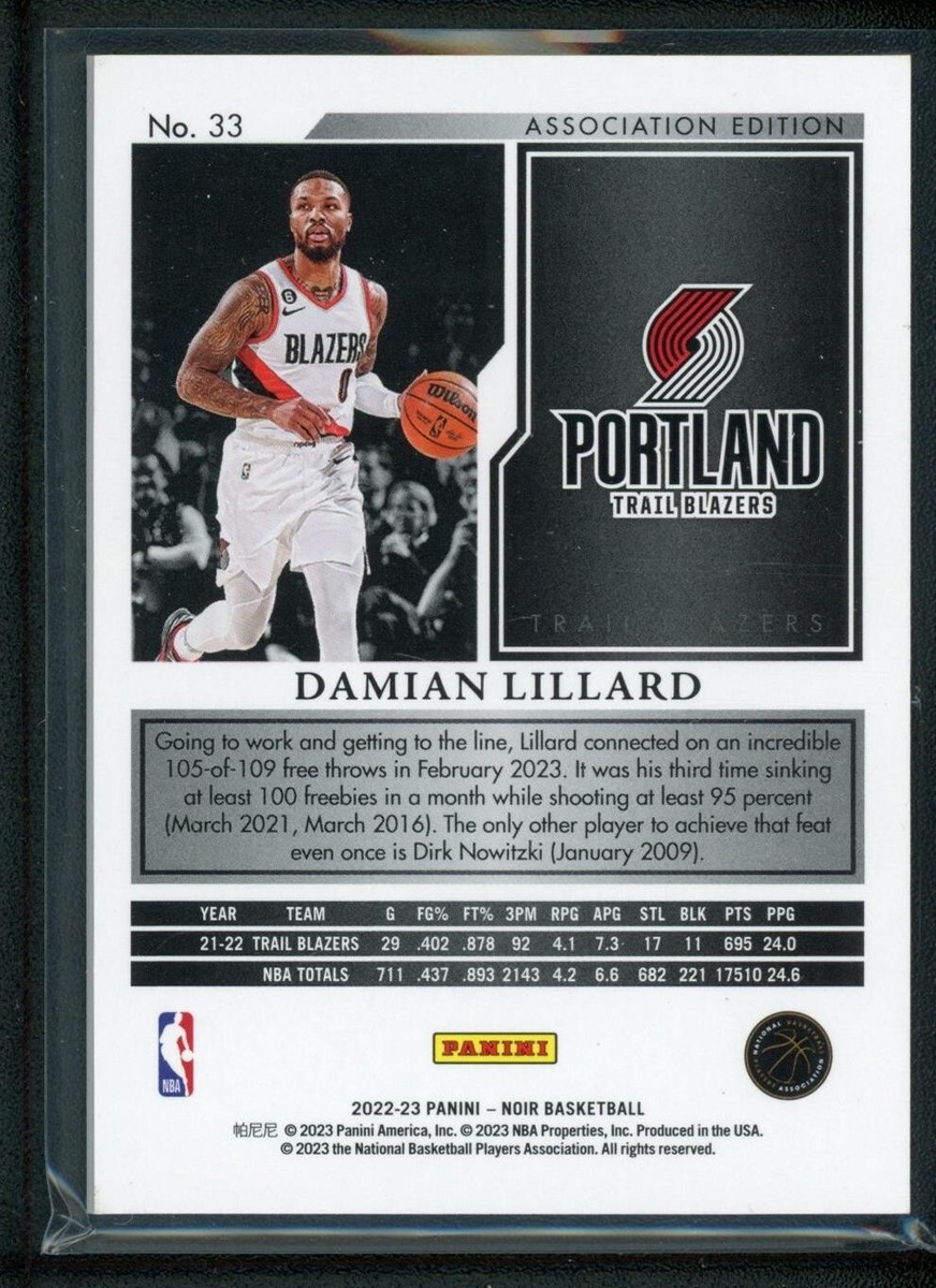2022-23 Panini Noir - Association Edition Damian Lillard #33