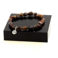 Mineralien Und Edelsteine. Perlenarmband Pietersit Aus Den Usa. Hergestellt In