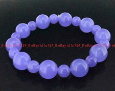 Fashion 8mm 12mm Natural Violet Jade Round Gems Beads Elastic Bracelet 7.5 Zoll