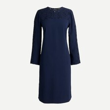 NWT J. Crew Laser-cut eyelet dress in 365 crepe in Navy size 2