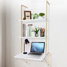 White Ladder Desk 3 Tier 80.7'' Standing Desks for Small Space Home Office 20kg