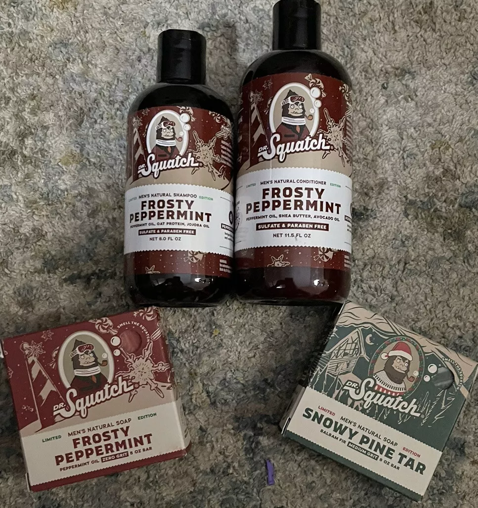 Dr Squatch Limited Edition Frosty Peppermint Shampoo, Conditioner, & 2 Soap  Set