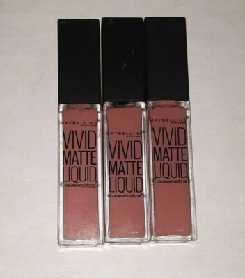 3 tube lot MAYBELLINE COLORSENSATIONAL VIVID MATTE LIQUID LIPSTICK 10 NUDE FLUSH