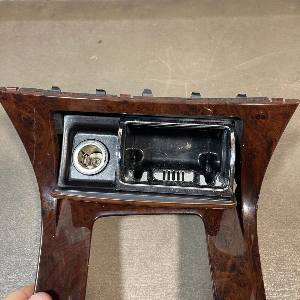 97-01 Infiniti Q45 moldura de câmbio cinzeiro console porta-copo acabamento em grão de madeira fabricante de equipamento original - Imagem 4 de 4