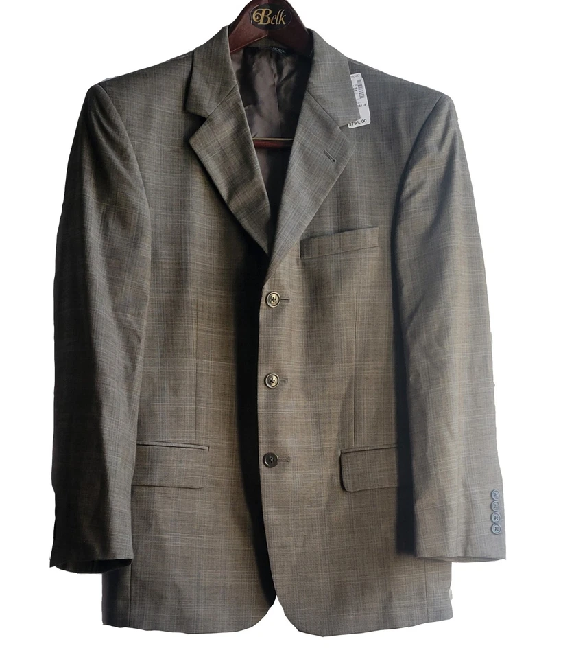 NWT Jos A Bank Olive Green Tan Blue PLAID Tweed Blazer SportCoat Suit Jacket 38S - Image 2 of 4