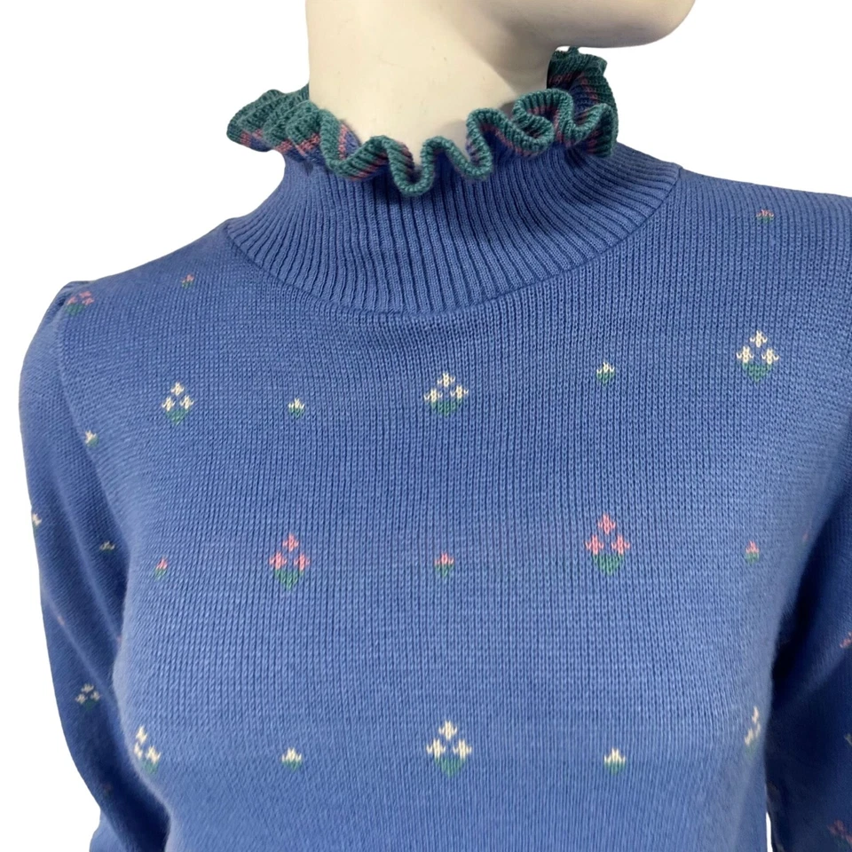 Womens Vintage Clothkits Knitwear Blue Knit Sweater Dress Fairy Kei 1980s - Imagem 3 de 4