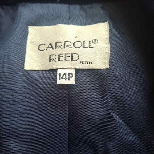 Blazer Carroll Reed para mujer 14P azul lana a cuadros doble pecho cuello de terciopelo - Imagen 9 de 9