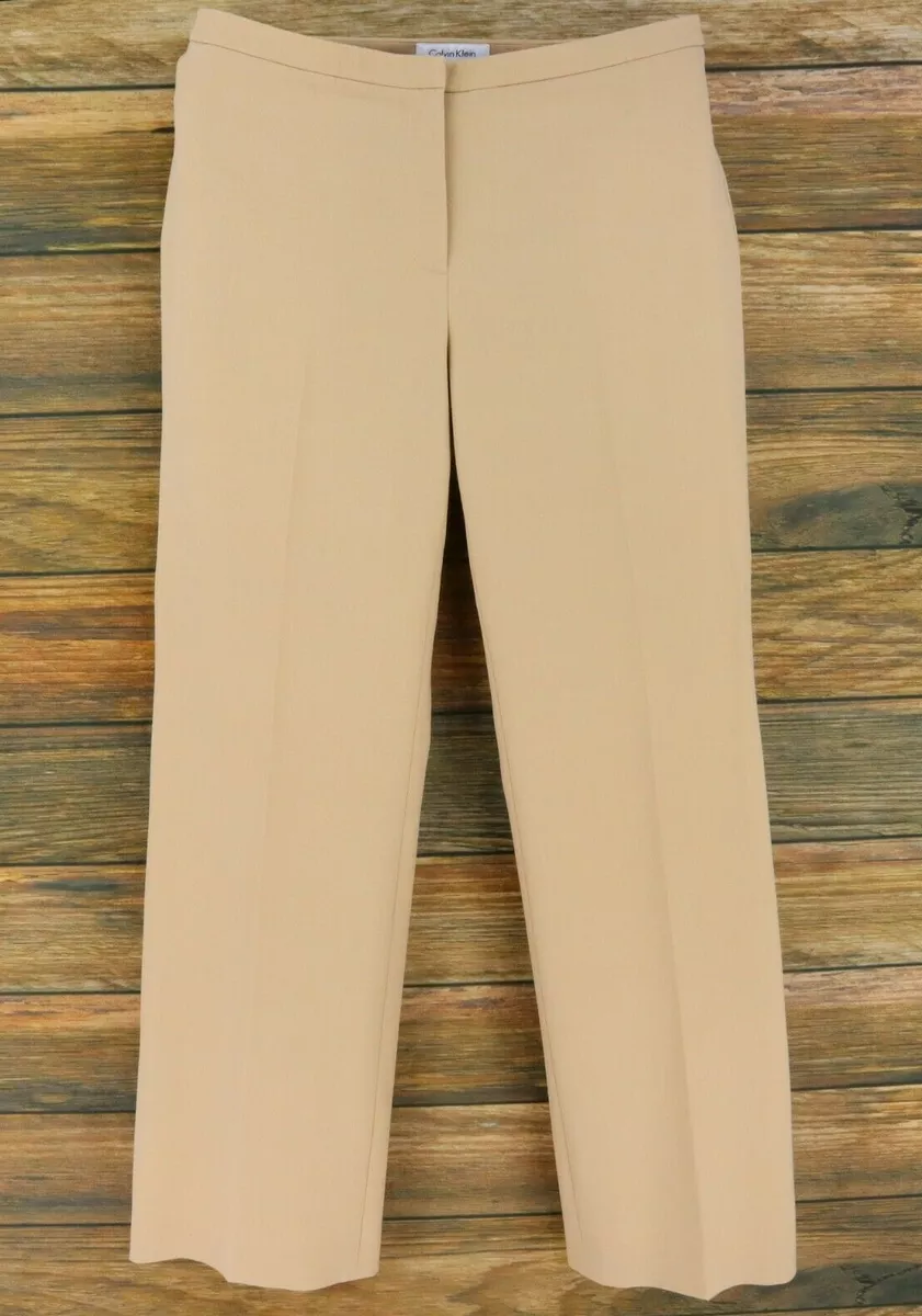 Calvin Klein Dress Pants Womens 2 Beige Polyester Blend Low Rise