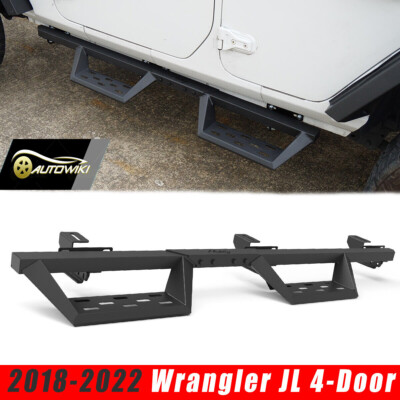 Side Steps Running Boards Nerf Bars for 2018-2023 Wrangler JL 4-Door Black Steel