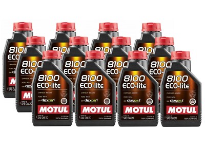 Motul 108534 8100 Eco-lite 0W-20 Synthetic Engine Oil - 1 Liter Bottle (12 PACK)
