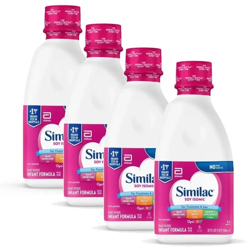 SIMILAC (4 Bottles) Soy Isomil Ready-to-Feed Infant Formula- 32oz *EXP ...