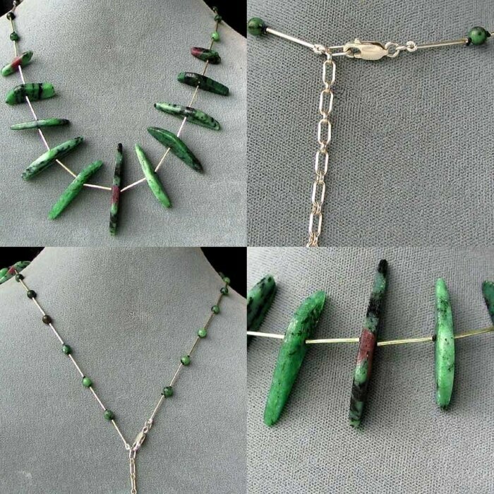Designer Ruby Zoisite Drop & 925 Sterling Silver 18-21 inch