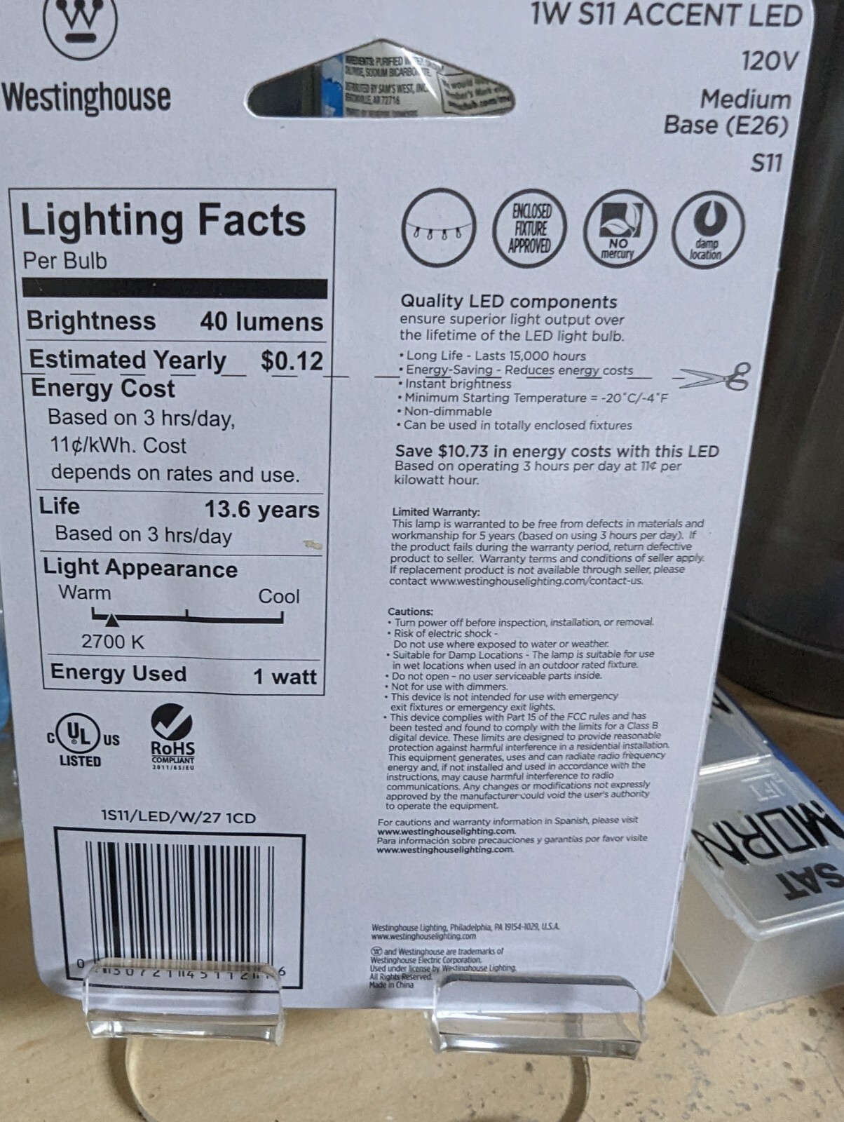 westinghouse 7.5 sll accent light bulbs led med base 4 pack