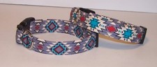 Wet Nose Designs Colorful Turquoise  Burgundy Aztec Dog Collar Gray Southwest