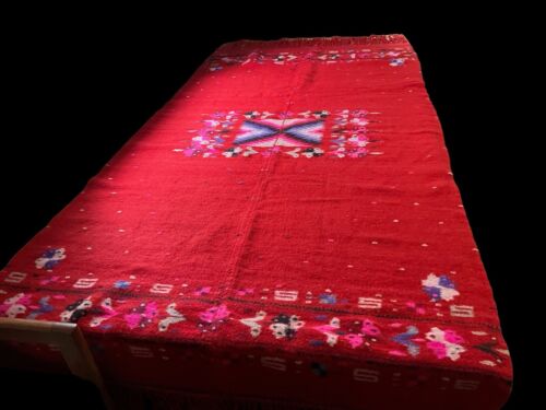 Chimayo Antique Red Woven RUG Circa 1900 Reversible 75" x 36" Southwest Origins - Picture 2 of 24