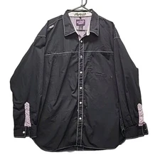 Akademics Button Up Shirt Size XL Black W/Purple Accents Breast Pocket 0100964