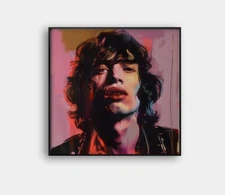 🎸 Warhol Tribute Mick Jagger ''Framed" 🎤 Art Print COA Giclée 1/25 24"x24" V20