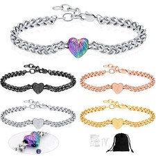 19-25cm Heart Urn Pendant Chain Link Funeral Urns Bracelet Cremation Jewelry