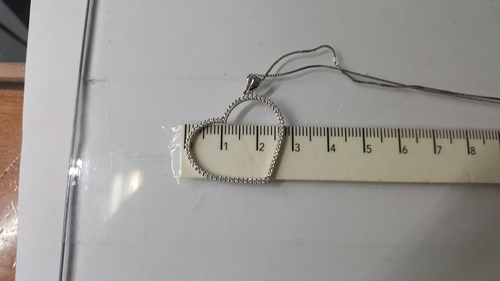 COLLANA DA DONNA CON CIONDOLO CUORE IN ORO BIANCO 18KT E ZIRCONI 4,3 GR. (5820) - Foto 11 di 11