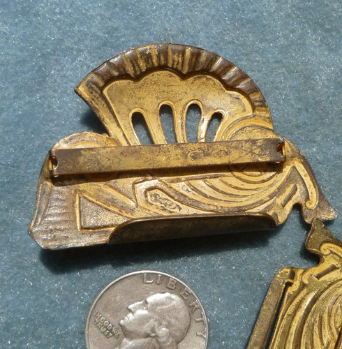 Vintage Art Deco Cat Face Amethyst Brass Belt Buckle - Picture 7 of 7