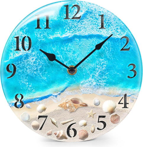 Coastal Seashell Wall Clock - Aesthetic Beach Decor for Home & Office (8 Inch) - Picture 11 of 13