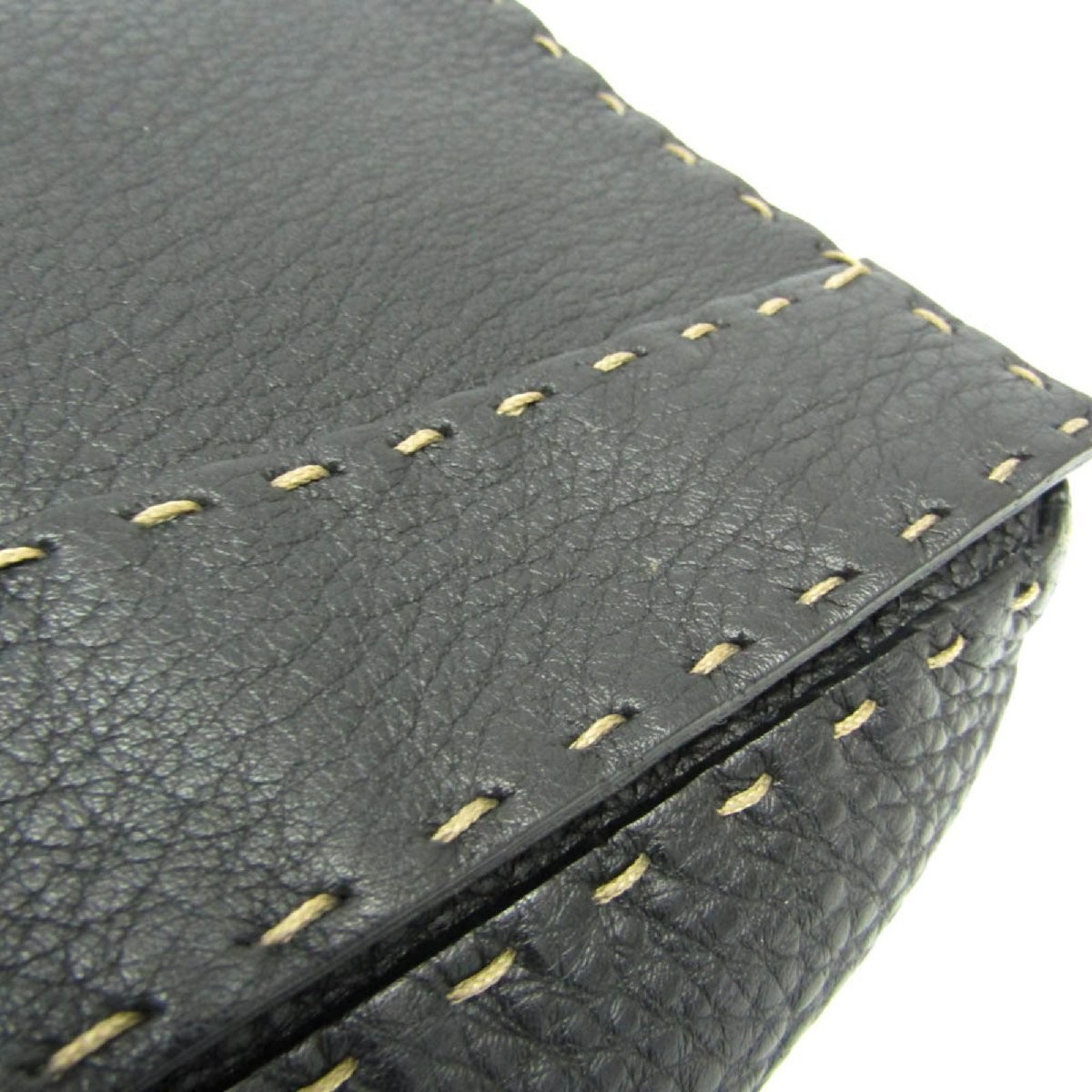 FENDI Selleria 8BT116 Women's Leather Messenger Bag Shoulder Bag Black — image 7