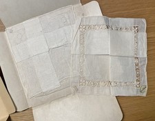 2 Vtg Fancy Wedding Sunday Best Linen Hankies Lace Cutwork NOS w Tags