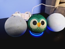 Lot of 3 Amazon Echo Dot Smart Speakers (5th Gen) - 1 Kids Owl & 2 Standard + Co