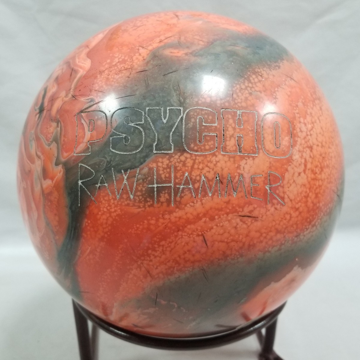 Hammer Raw Hammer Psycho Bowling Ball Orange Silver Marble Swirl