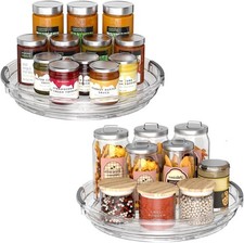 Clear Lazy Susan Organizer Turntable for Cabinet Table Top, 9.25 Inch 2 Pack