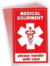 16 Pcs 2x3 Inch Medical Equipment Luggage Stickers, Waterproof Warning Decal