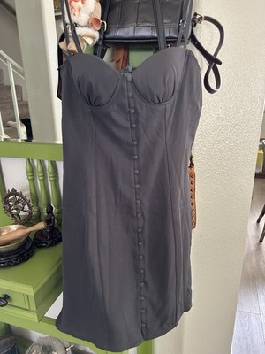 Princess Polly Taupe  Mini Dress Sleeveless Button Straps Size 8 US