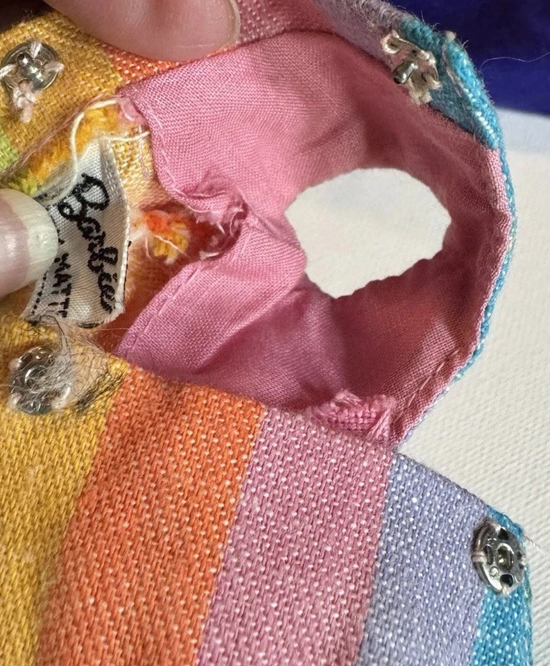 Vestido Vintage Barbie Patrón Pasteles Soleados #1910 Arco Iris Rayas Foto 4 de 4