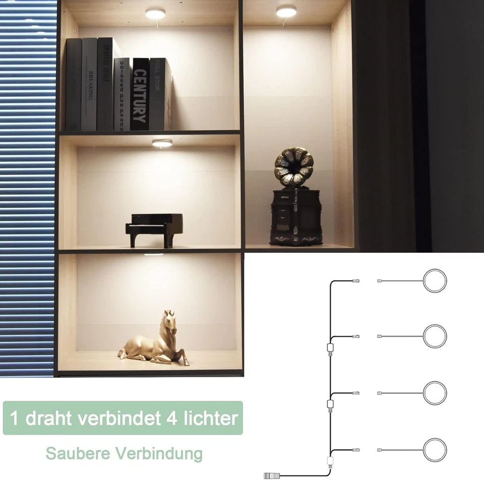 Luce Led Sottopensile Cucina Dimmerabile, 4 Luce Led per Vetrine Con Telecomando - Immagine 4 di 4