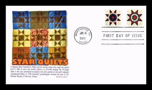 DR JIM STAMPS US COVER STAR QUILTS FIRST DAY ISSUE COMBO PANDA CACHET