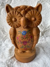 Vintage Wooden Owl Eyeglass Holder Stand 6" tall