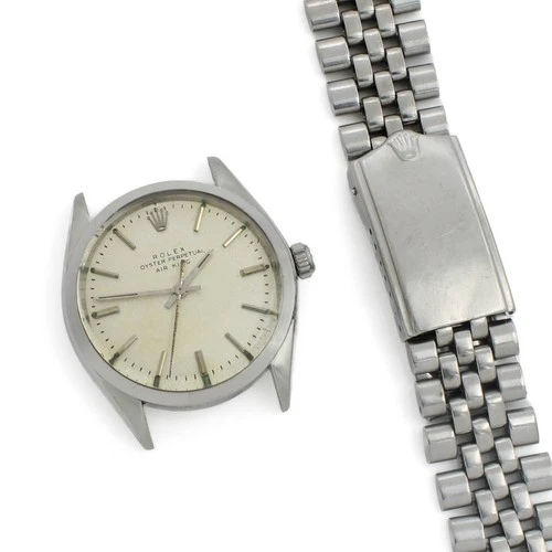 Men's Rolex Air-King Silver Dial Ref.#5500 34mm Watch Head w/Bracelet #W315-1