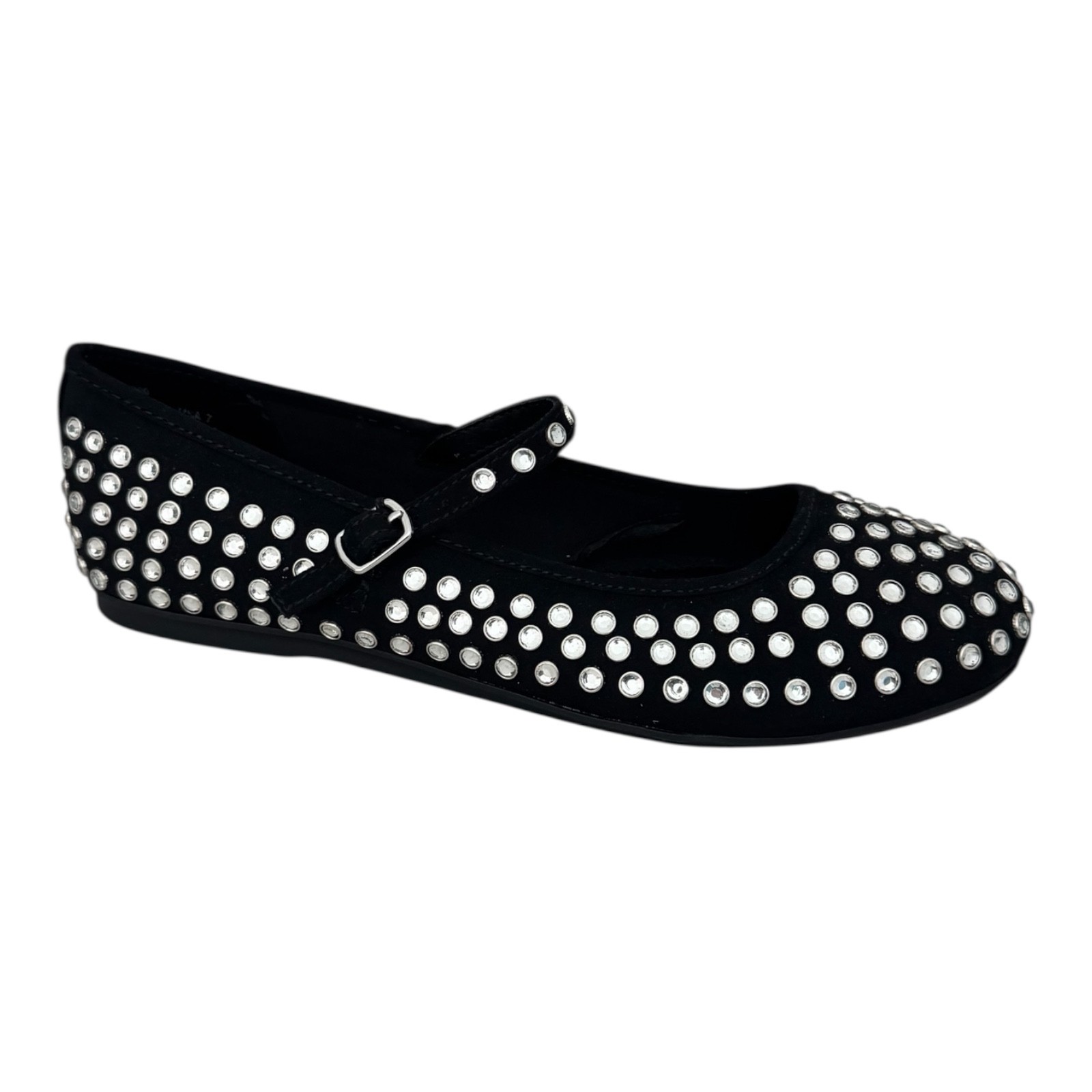 Madden NYC Black Studded Rhinestone Mary Jane Flats Comfort Stylish | NWB.