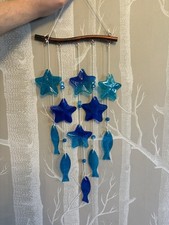 Image of Beautiful Handmade Fish And Starfish Glass Mobile /Windchime -outside /inside