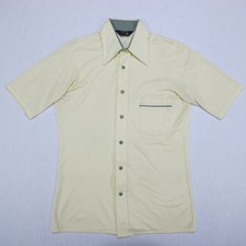 Vintage 70s JC Penney Shirt Mens Medium Yellow Pastel Rockabilly Dagger Contrast