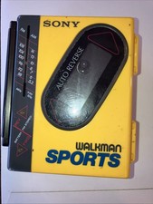 VINTAGE Sony WALKMAN WM-F75 Yellow Sports FM AM Stereo Cassette Player WORKS