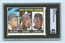 1966 Topps #215 NL Batting Leaders   Hank Aaron Willie Mays Clemente  SGC 4